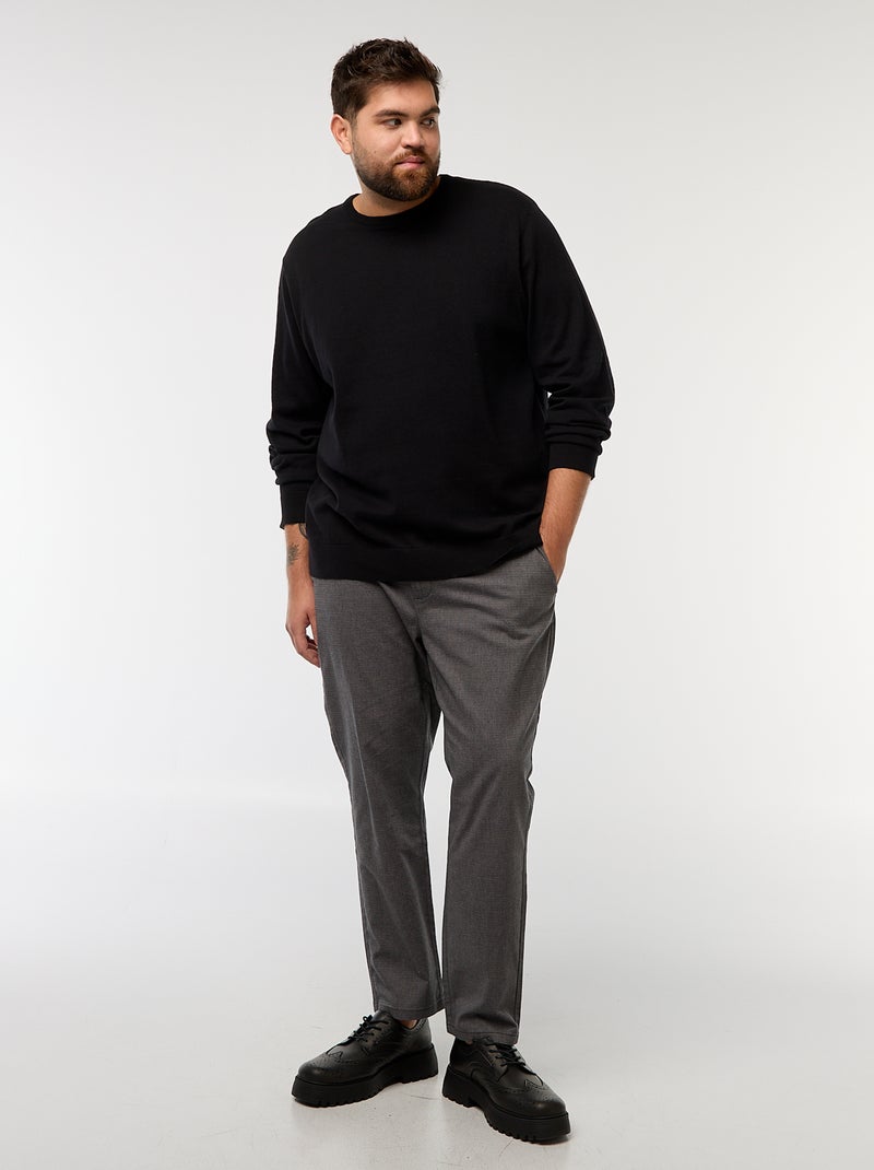 Pantalon chino uni en coton stretch Gris - Kiabi