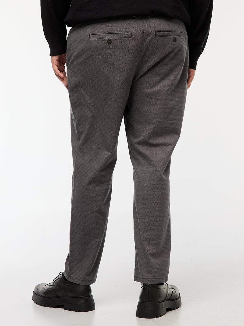 Pantalon chino uni en coton stretch Gris - Kiabi