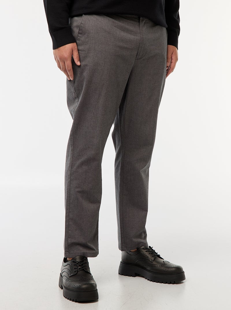 Pantalon chino uni en coton stretch Gris - Kiabi