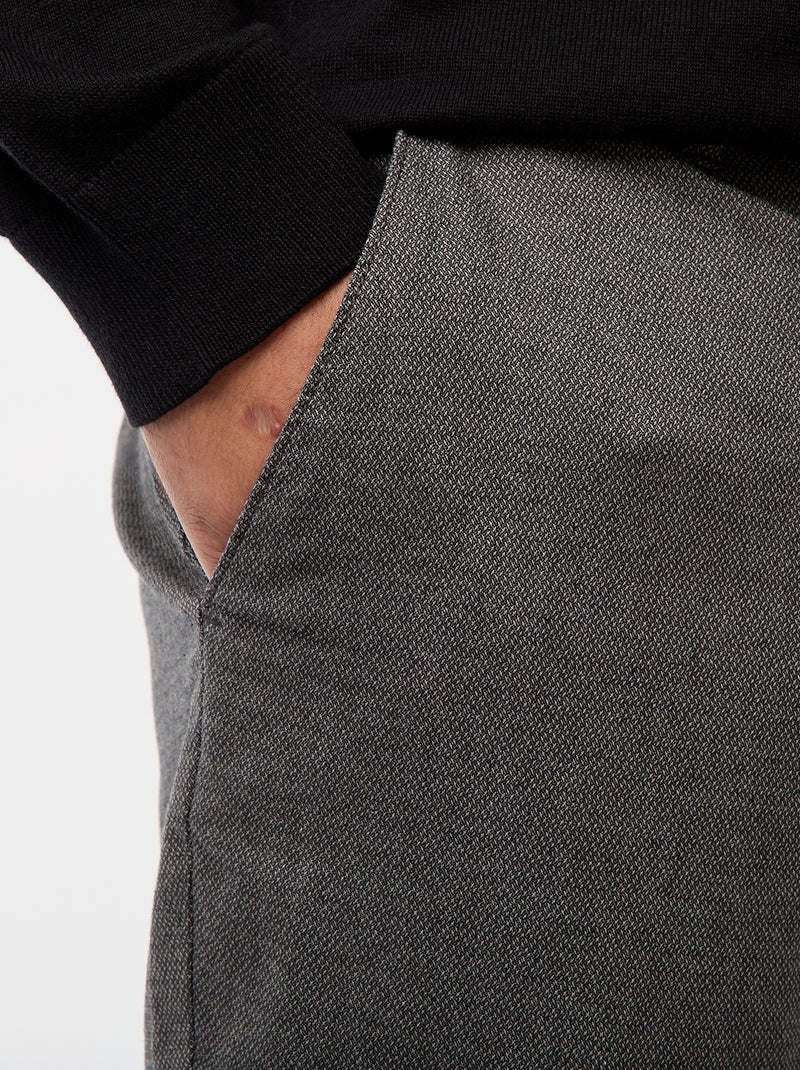 Pantalon chino uni en coton stretch Gris - Kiabi