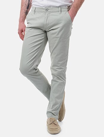 Pantalon Homme Bonobos Chino Slim Gris – Taille 36x34, Plat Devant, État Correct