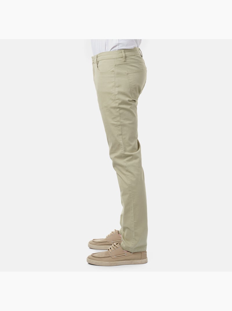 Pantalon chino uni Kaki - Kiabi
