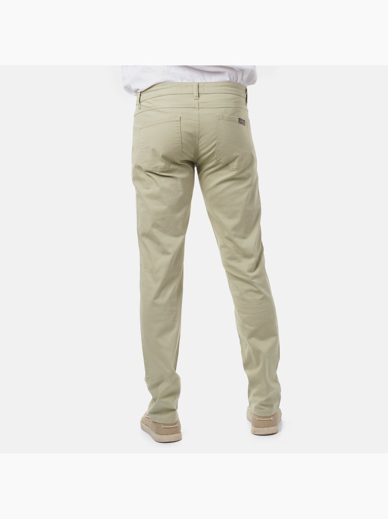 Pantalon chino uni Kaki - Kiabi