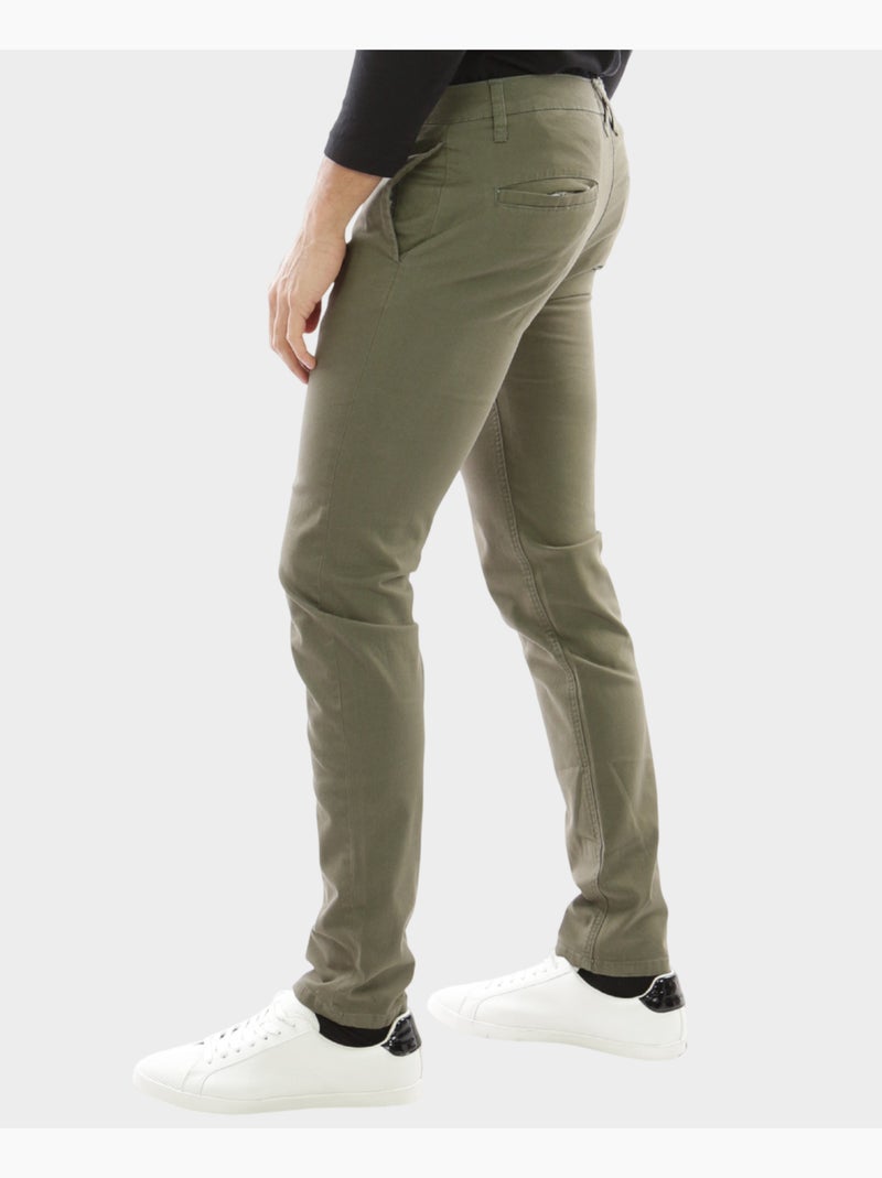 Pantalon chino uni Kaki - Kiabi