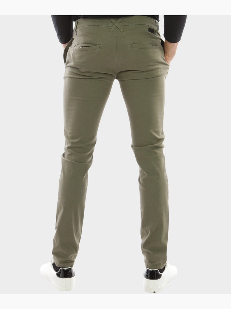 Pantalon chino uni Kaki - Kiabi