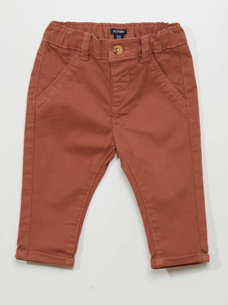 Pantalon chino uni Marron - Kiabi