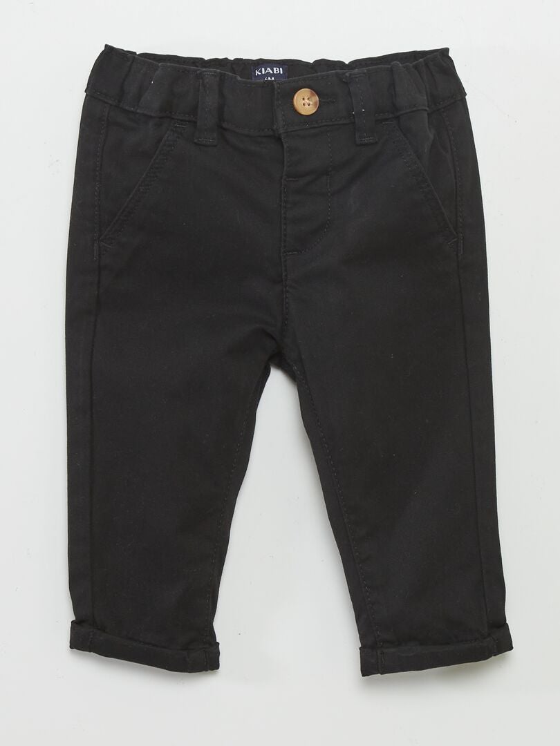 Pantalon chino uni noir - Kiabi