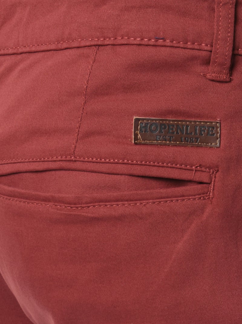 Pantalon chino uni Rouge brique - Kiabi