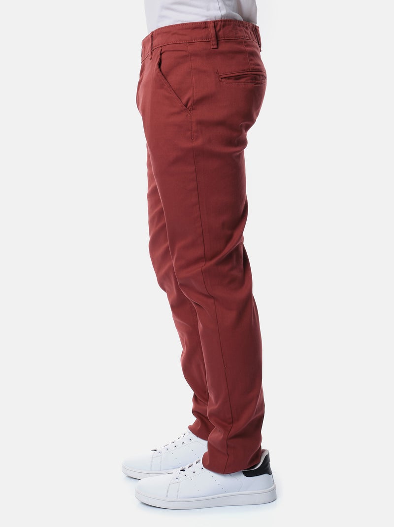 Pantalon chino uni Rouge brique - Kiabi