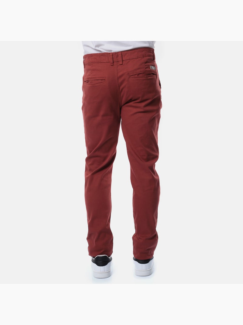 Pantalon chino uni Rouge brique - Kiabi