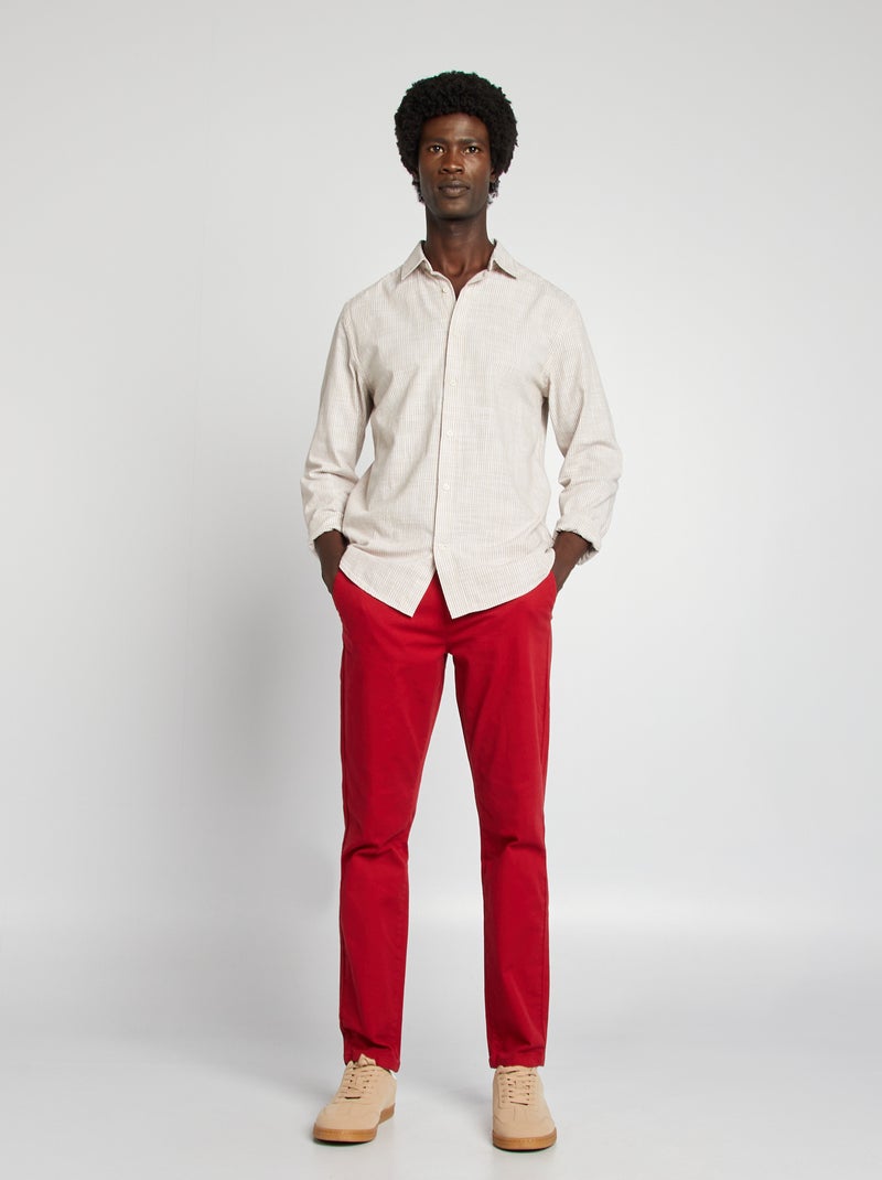 Pantalon chino uni Rouge - Kiabi