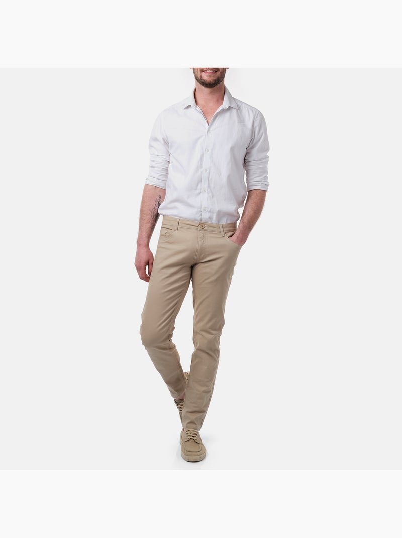 Pantalon chino uni Taupe - Kiabi