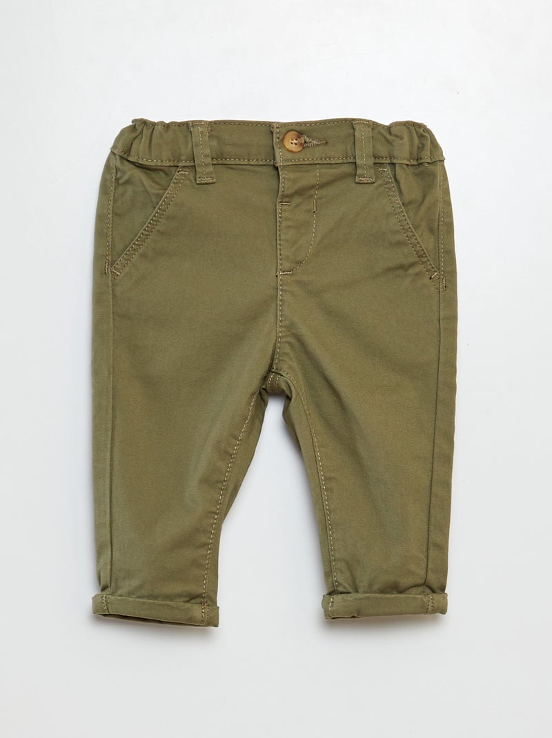 Pantalon chino uni VERT - Kiabi