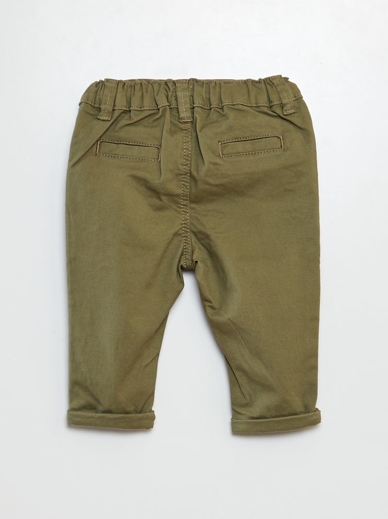 Pantalon chino uni VERT - Kiabi