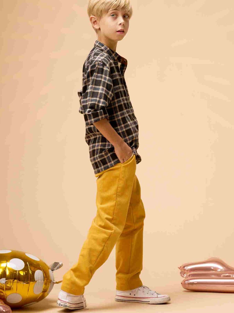 Pantalon Chino Velours    SAINCLAIR - La Faute à Voltaire Jaune - Kiabi