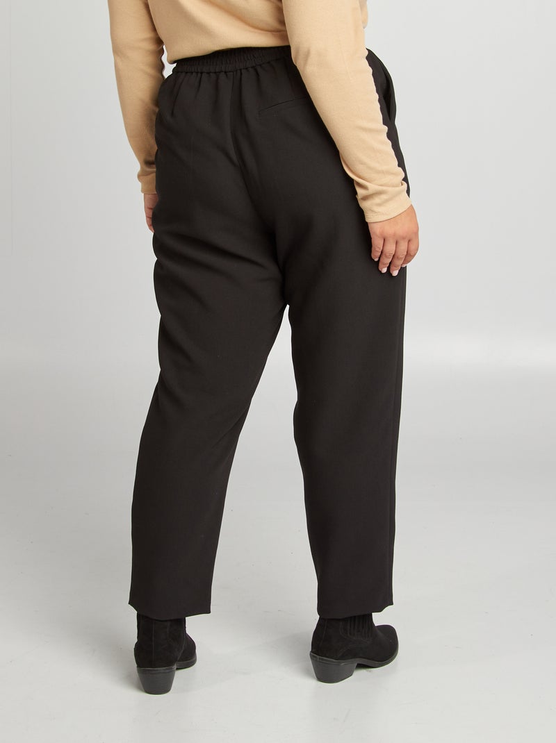 Pantalon cigarette à taille élastiquée noir - Kiabi