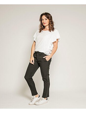 Pantalon cigarette avec bandes ELEONOR