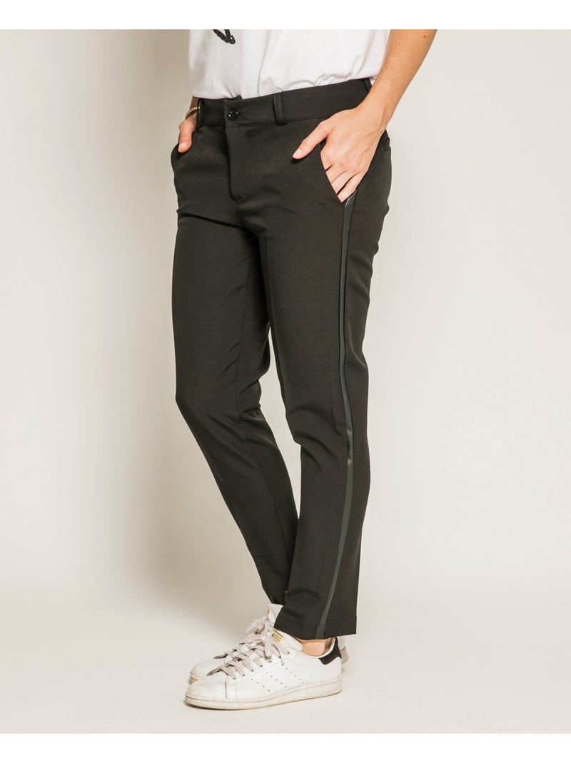 Pantalon cigarette avec bandes ELEONOR Noir - Kiabi