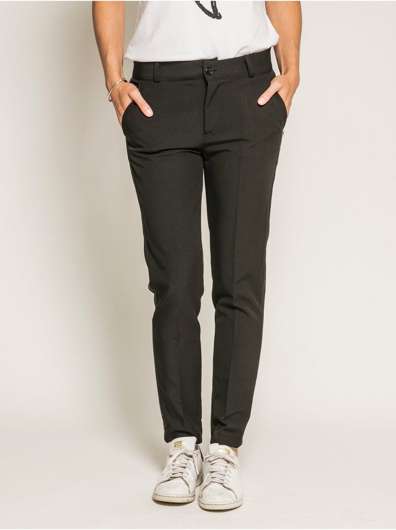 Pantalon cigarette avec bandes ELEONOR Noir - Kiabi