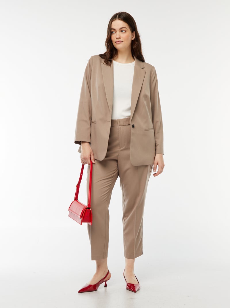 Pantalon cigarette avec ouverture par crochet et zippée Beige - Kiabi