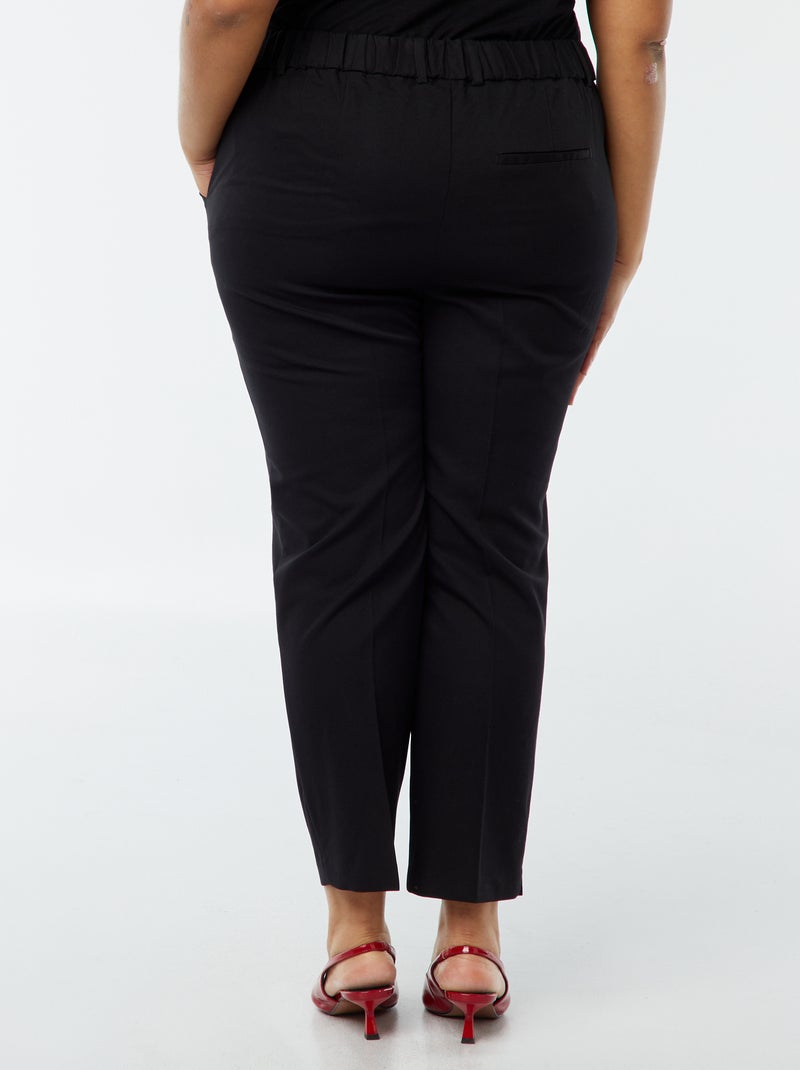 Pantalon cigarette avec ouverture par crochet et zippée Noir - Kiabi