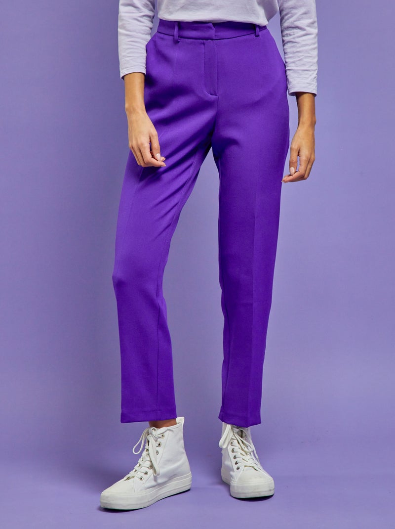 Pantalon cigarette droit Violet - Kiabi