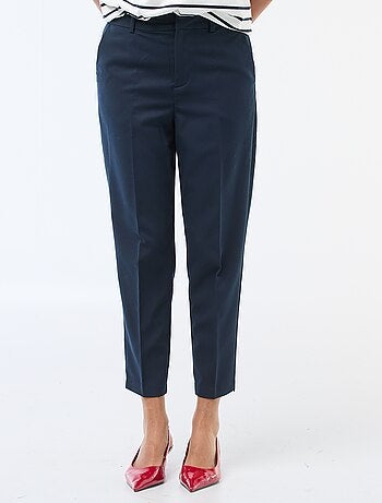 Pantalon femme cigarette uni en chaîne et trame