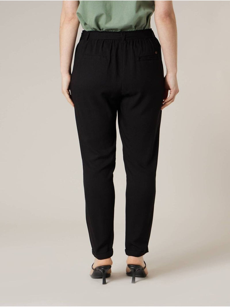 Pantalon cigarette femme fluide en toile légère 'Deeluxe' Noir - Kiabi