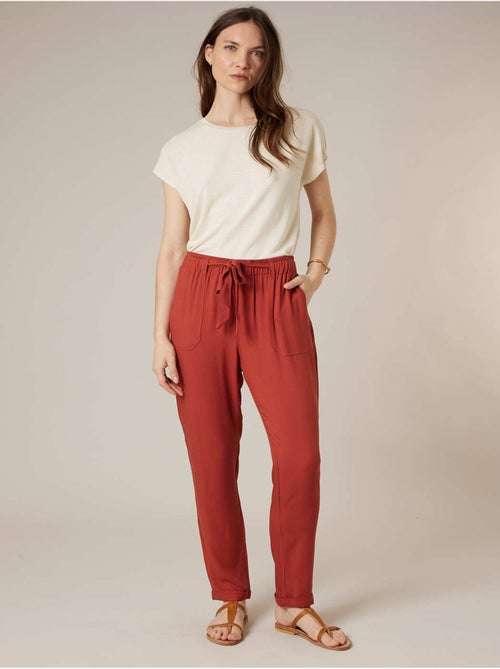 Pantalon cigarette femme fluide en toile légère 'Deeluxe' - Kiabi