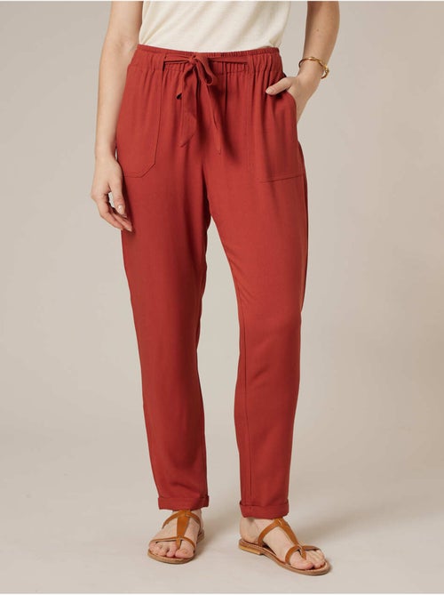 Pantalon cigarette femme fluide en toile légère 'Deeluxe' - Kiabi