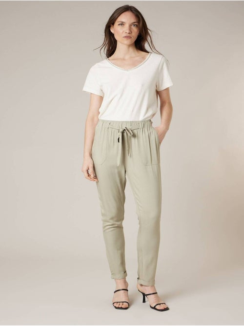 Pantalon cigarette femme fluide en toile légère 'Deeluxe' - Kiabi