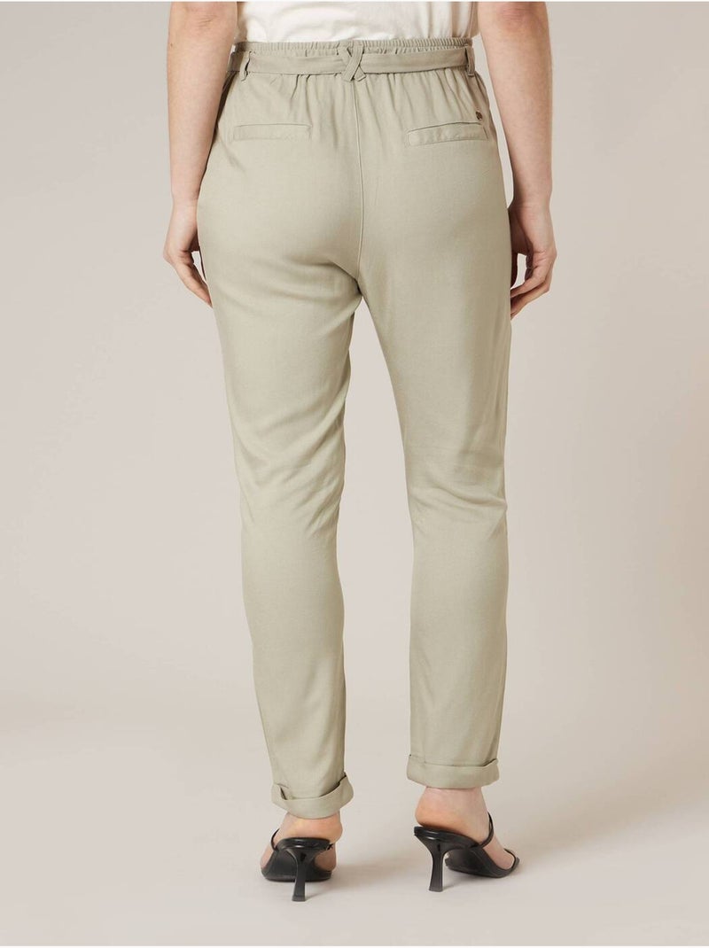 Pantalon cigarette femme fluide en toile légère 'Deeluxe' Vert tilleul - Kiabi