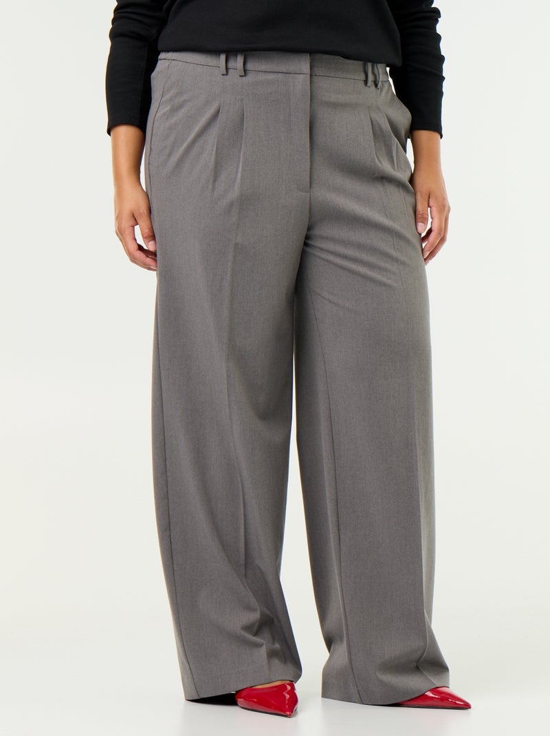 Pantalon cigarette large Gris - Kiabi