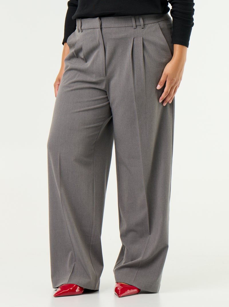 Pantalon cigarette large Gris - Kiabi