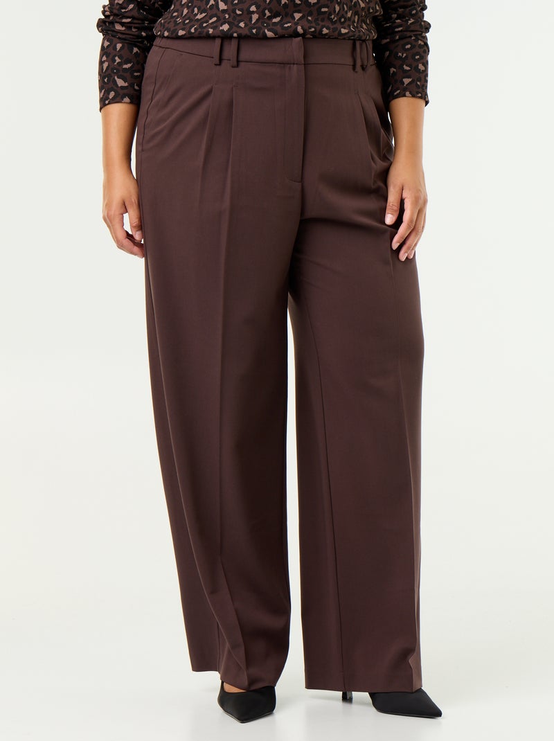 Pantalon cigarette large Marron - Kiabi