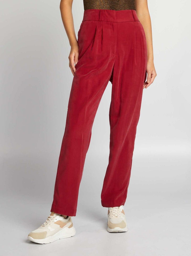 Pantalon cigarette Rouge rhubarbe - Kiabi