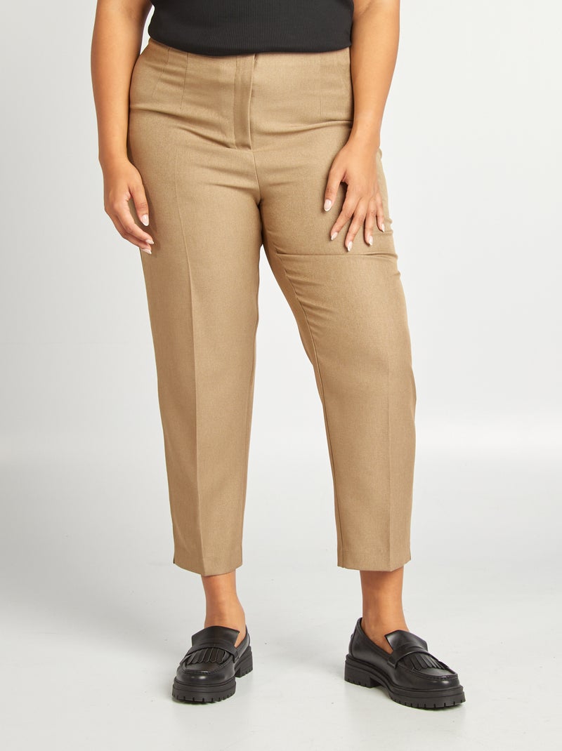Pantalon cigarette taille haute BEIGE - Kiabi