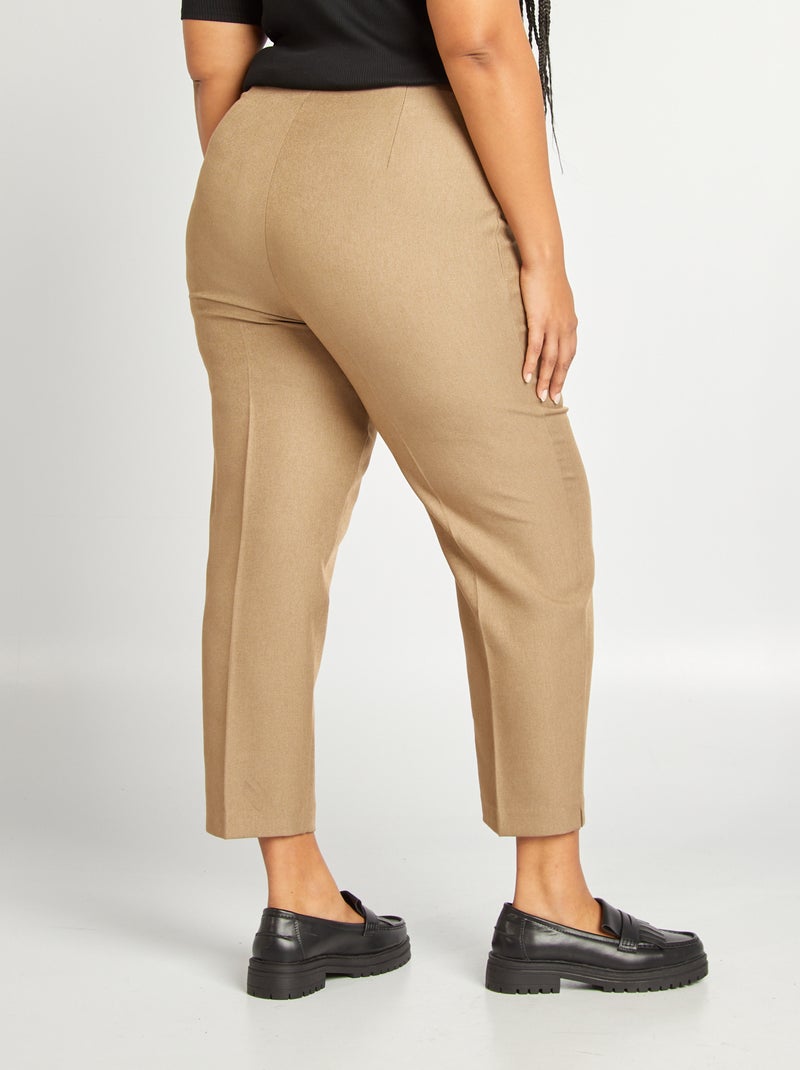 Pantalon cigarette taille haute BEIGE - Kiabi