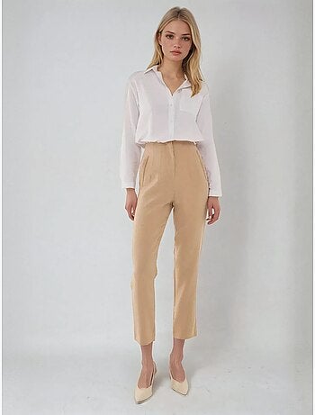 Pantalon cigarette taille haute