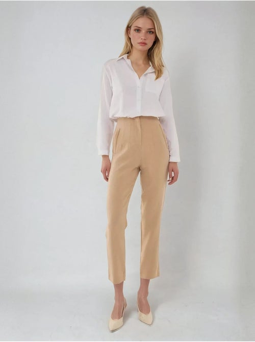 Pantalon cigarette taille haute - Kiabi