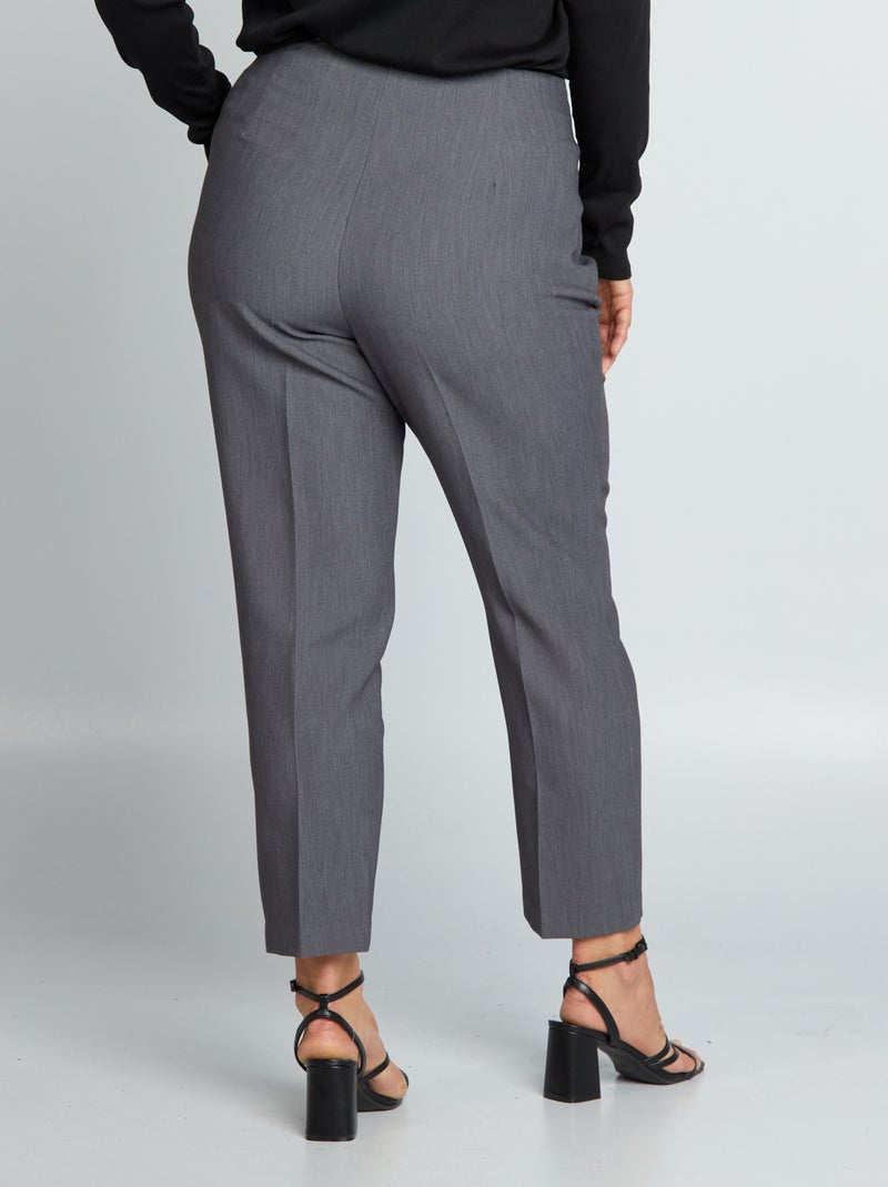 Pantalon cigarette taille haute Gris - Kiabi