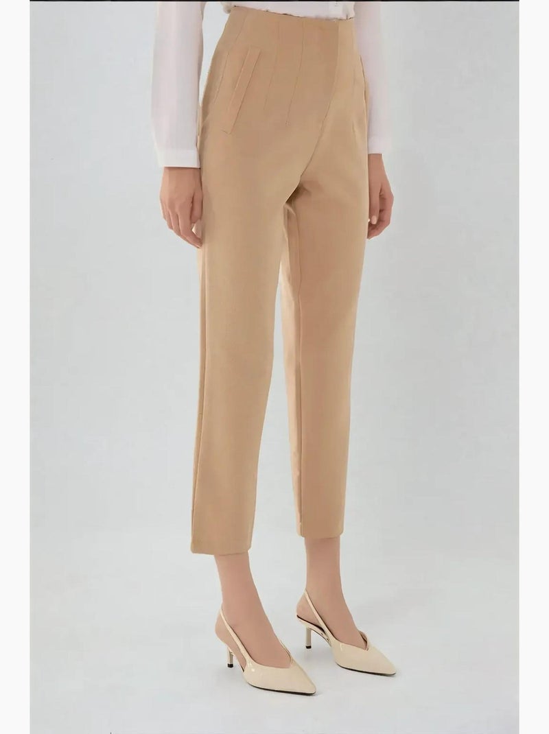 Pantalon cigarette taille haute hiccup Beige naturel - Kiabi