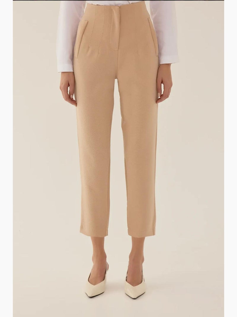 Pantalon cigarette taille haute hiccup Beige naturel - Kiabi