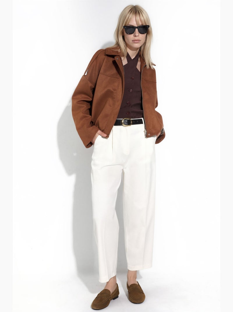 Pantalon cigarette taille haute hiccup Blanc cassé - Kiabi