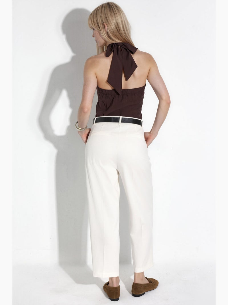 Pantalon cigarette taille haute hiccup Blanc cassé - Kiabi