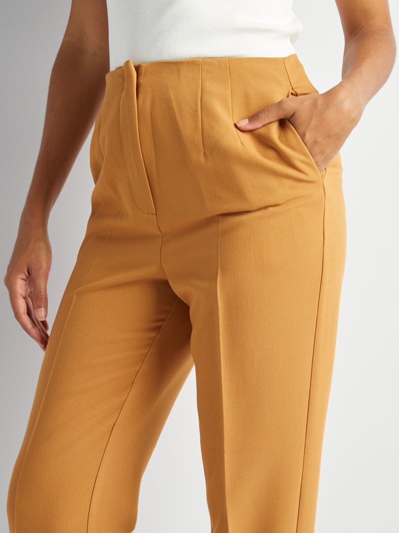 Pantalon cigarette taille haute Jaune - Kiabi