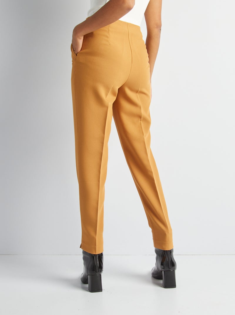 Pantalon cigarette taille haute Jaune - Kiabi