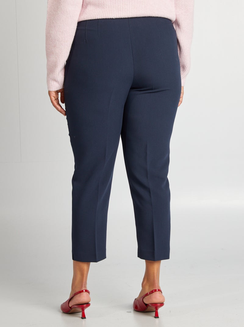 Pantalon cigarette taille haute Marine - Kiabi