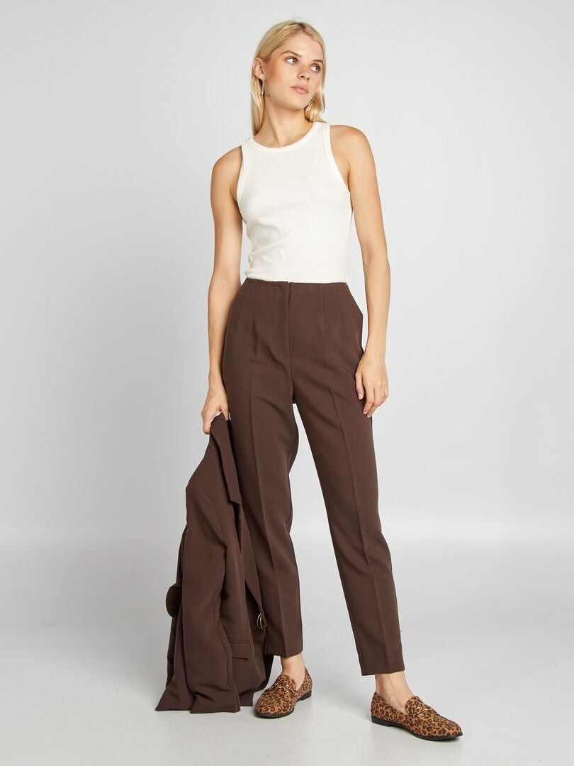 Pantalon taille haute marron sale