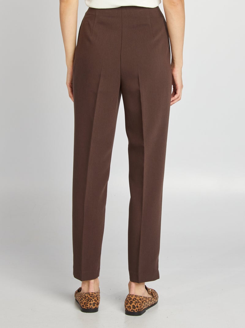 Pantalon cigarette taille haute Marron - Kiabi